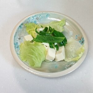絹豆腐とパプリカとレタスのサラダ